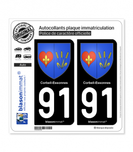 91 Corbeil-Essonnes - Armoiries | Autocollant plaque immatriculation