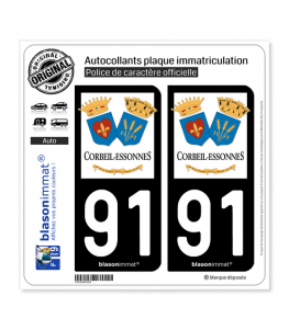 91 Corbeil-Essonnes - Ville | Autocollant plaque immatriculation