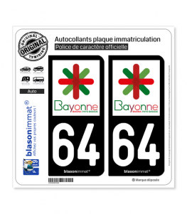 64 Bayonne - Ville | Autocollant plaque immatriculation