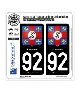 92 Suresnes - Armoiries | Autocollant plaque immatriculation