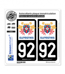 92 Suresnes - Ville | Autocollant plaque immatriculation