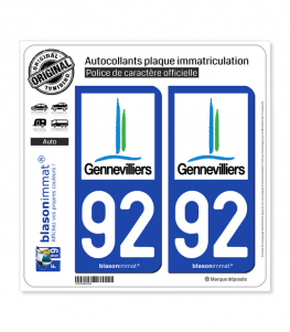 92 Gennevilliers - Ville | Autocollant plaque immatriculation