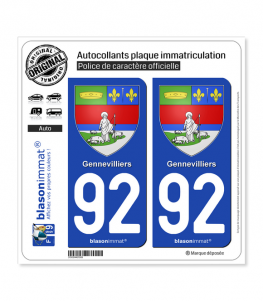 92 Gennevilliers - Armoiries | Autocollant plaque immatriculation