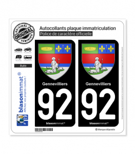 92 Gennevilliers - Armoiries | Autocollant plaque immatriculation