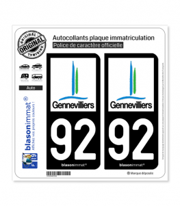 92 Gennevilliers - Ville | Autocollant plaque immatriculation