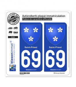 69 Saint-Priest - Armoiries | Autocollant plaque immatriculation