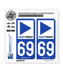 69 Saint-Priest - Ville | Autocollant plaque immatriculation