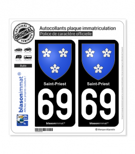 69 Saint-Priest - Armoiries | Autocollant plaque immatriculation
