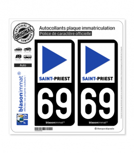 69 Saint-Priest - Ville | Autocollant plaque immatriculation