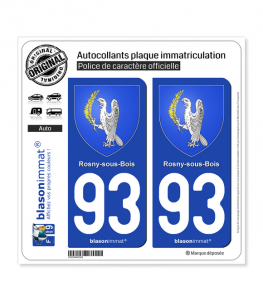 93 Rosny-sous-Bois - Armoiries | Autocollant plaque immatriculation