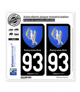 93 Rosny-sous-Bois - Armoiries | Autocollant plaque immatriculation