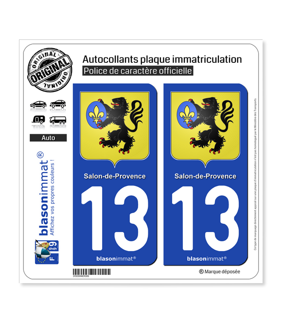 13 Salon-de-Provence - Armoiries | Autocollant plaque immatriculation