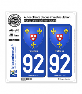 92 Puteaux - Armoiries | Autocollant plaque immatriculation