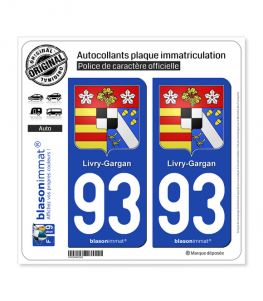 93 Livry-Gargan - Armoiries | Autocollant plaque immatriculation