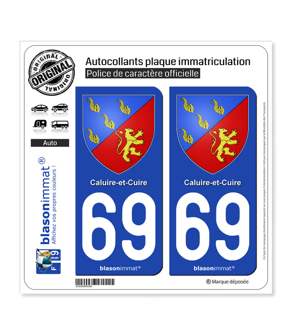 69 Caluire-et-Cuire - Armoiries | Autocollant plaque immatriculation