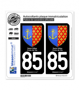 85 Saint-Gilles-Croix-de-Vie - Armoiries | Autocollant plaque immatriculation