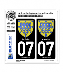 07 Ardèche - Armoiries | Autocollant plaque immatriculation