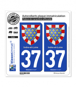 37 Indre-et-Loire - Armoiries | Autocollant plaque immatriculation