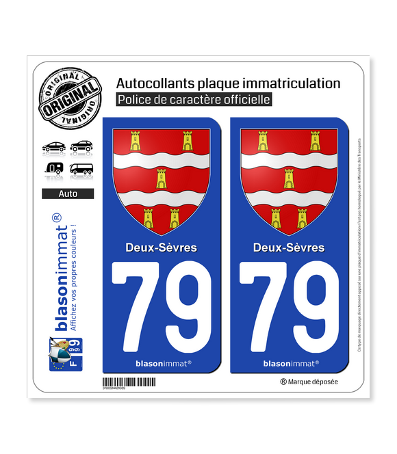 79 Deux-Sèvres - Armoiries | Autocollant plaque immatriculation