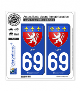 69 Lyon - Armoiries | Autocollant plaque immatriculation