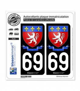 69 Lyon - Armoiries II | Autocollant plaque immatriculation