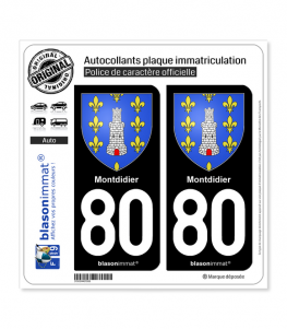 80 Montdidier - Armoiries | Autocollant plaque immatriculation