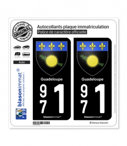 971 Guadeloupe - Armoiries | Autocollant plaque immatriculation