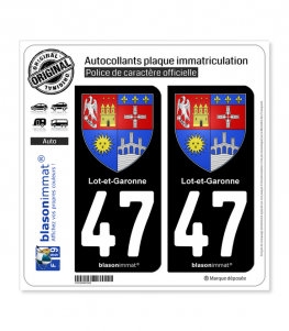 47 Lot-et-Garonne - Armoiries II | Autocollant plaque immatriculation