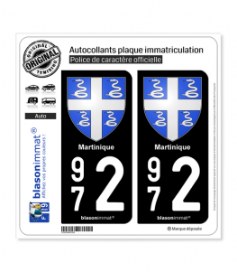 972 Martinique - Armoiries | Autocollant plaque immatriculation