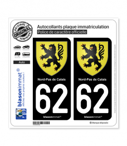 62 Nord-Pas de Calais - Armoiries | Autocollant plaque immatriculation