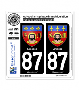 87 Limoges - Armoiries | Autocollant plaque immatriculation