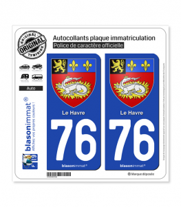 76 Le Havre - Armoiries | Autocollant plaque immatriculation