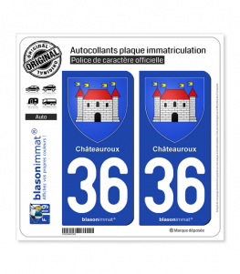 36 Châteauroux - Armoiries | Autocollant plaque immatriculation