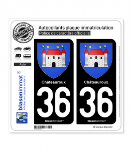 36 Châteauroux - Armoiries | Autocollant plaque immatriculation
