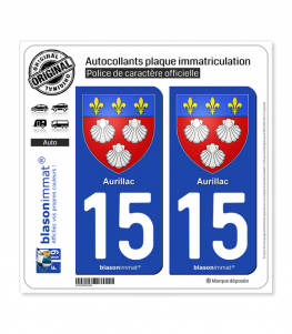 15 Aurillac - Armoiries | Autocollant plaque immatriculation