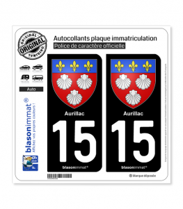 15 Aurillac - Armoiries | Autocollant plaque immatriculation