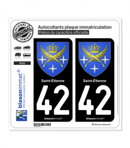 42 Saint-Etienne - Armoiries | Autocollant plaque immatriculation