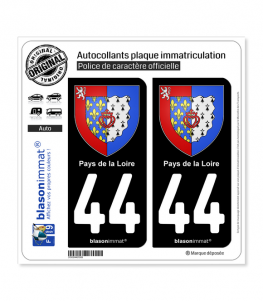 44 Pays de la Loire - Armoiries | Autocollant plaque immatriculation