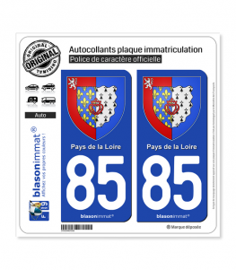 85 Pays de la Loire - Armoiries | Autocollant plaque immatriculation