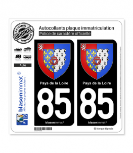 85 Pays de la Loire - Armoiries | Autocollant plaque immatriculation