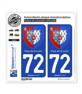 72 Pays de la Loire - Armoiries | Autocollant plaque immatriculation
