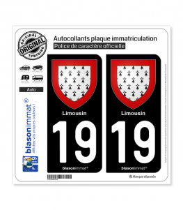 19 Limousin - Armoiries | Autocollant plaque immatriculation