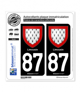 87 Limousin - Armoiries | Autocollant plaque immatriculation