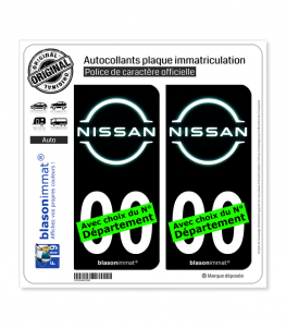 Nissan | Autocollant plaque immatriculation (Fond Noir)