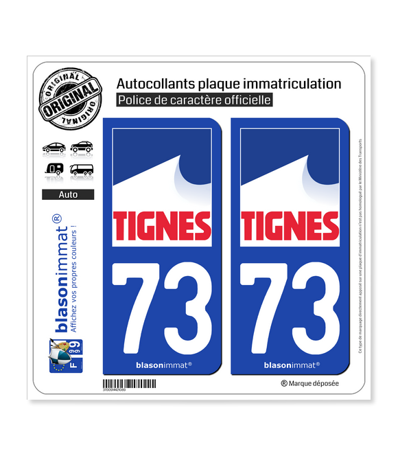 73 Tignes - Commune | Autocollant et plaque immatriculation