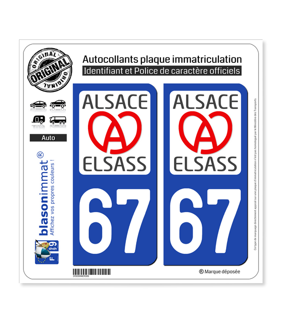 67 Alsace - LogoType II | Autocollant plaque immatriculation
