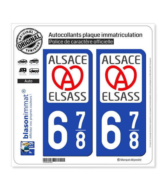 678 Alsace - LogoType II | Autocollant plaque immatriculation