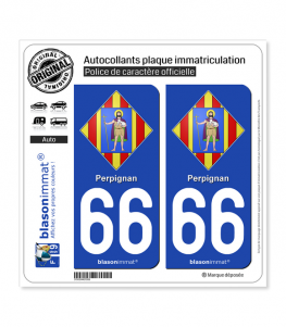 66 Perpignan - Armoiries | Autocollant plaque immatriculation