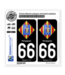 66 Perpignan - Armoiries | Autocollant plaque immatriculation