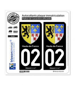 02 Hauts-de-France - Armoiries | Autocollant plaque immatriculation